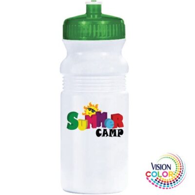 20 Oz. USA-Made White Sport Bottle with Push-pull Lid Full Color Imprint