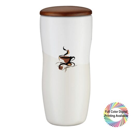 12 Oz. Ceramic Tumbler with Wooden Lid-3