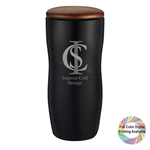 12 Oz. Ceramic Tumbler with Wooden Lid-1