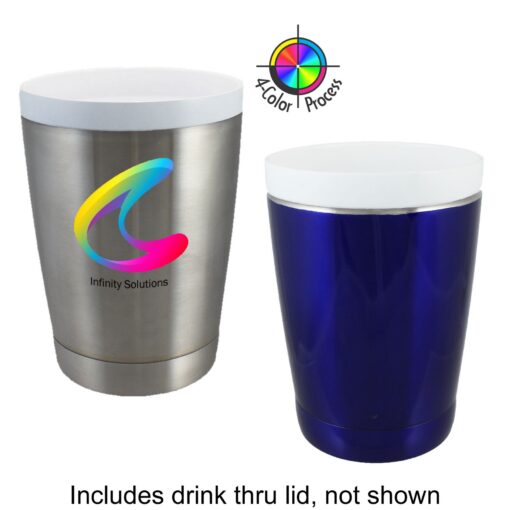 12 Oz. Stainless Vacuum Double Wall CeramiSteel Tumbler w/Drink Through Lid (Screen Printed)-3