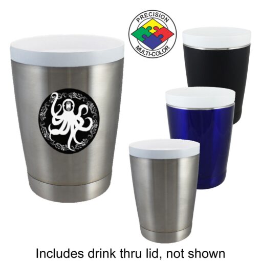 12 Oz. Stainless Vacuum Double Wall CeramiSteel Tumbler w/Drink Through Lid (Screen Printed)-4