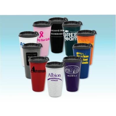16 Oz. Double Wall Insulated Travel Tumbler w/ Black Slider Lid-1