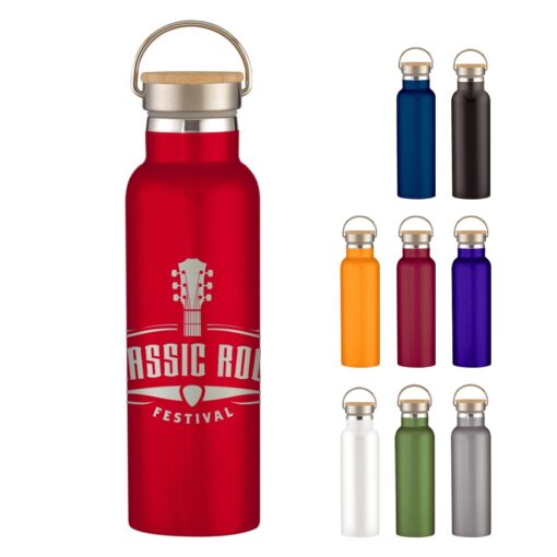 21 Oz. Full Laser Tipton Stainless Steel Bottle With Bamboo Lid-1
