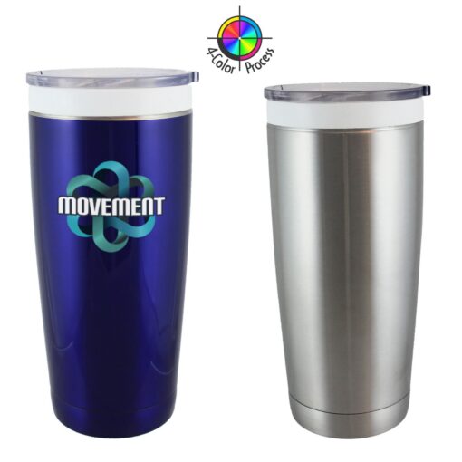 22 Oz Stainless Vacuum Double Wall CeramiSteel Tumbler w/Drink Through Lid (Screen Printed)-4