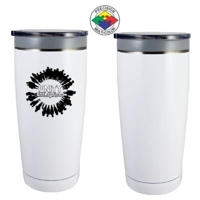 22 Oz Stainless Vacuum Double Wall CeramiSteel Tumbler w/Drink Through Lid (Screen Printed)-1