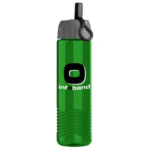 24 Oz. Wave Transparent Bottle w/Ring Straw Lid-3