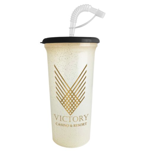 32 Oz. Sports Super Sipper Cup with Gold Flakes and Straw lid-2