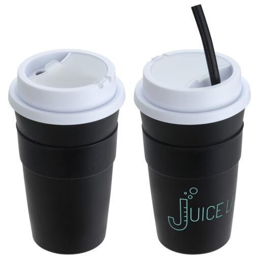 Bistro 14 oz Coffee Cup with Silicone Sleeve + Straw-3