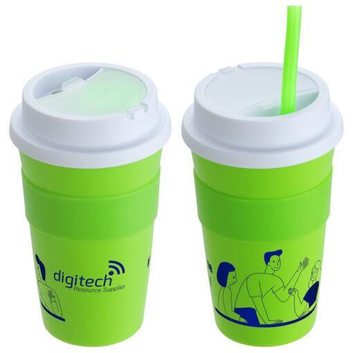 Bistro 14 oz Coffee Cup with Silicone Sleeve + Straw-7