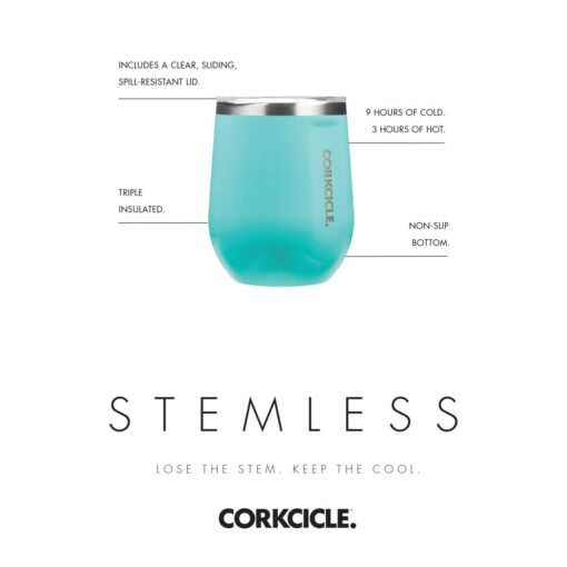 CORKCICLE® Stemless Wine Cup - 12 Oz. - Brushed Steel-5