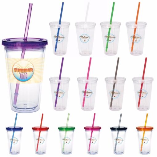 Clear Tumbler with Colored Lid - 18 oz.-1