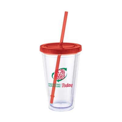 The Colors Acrylic Tumbler w/Straw - 16oz Red-1