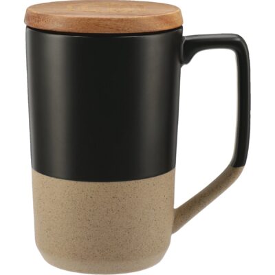 Tahoe Tea & Coffee 16 Oz. Ceramic Mug w/Wood Lid-1