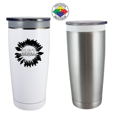 22oz Stainless Vacuum Double Wall CeramiSteel Tumbler w/Drink Through Lid (Screen Printed)-1