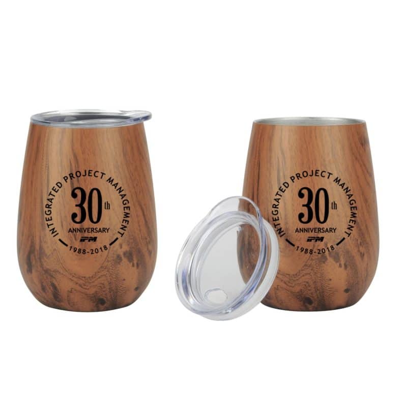 10 Oz. Stainless Steel Lined Vacuum Wood Toned Wine Tumbler-2