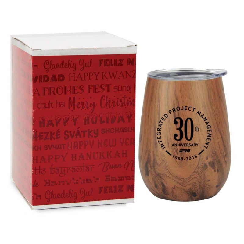 10 Oz. Stainless Steel Lined Vacuum Wood Toned Wine Tumbler-4