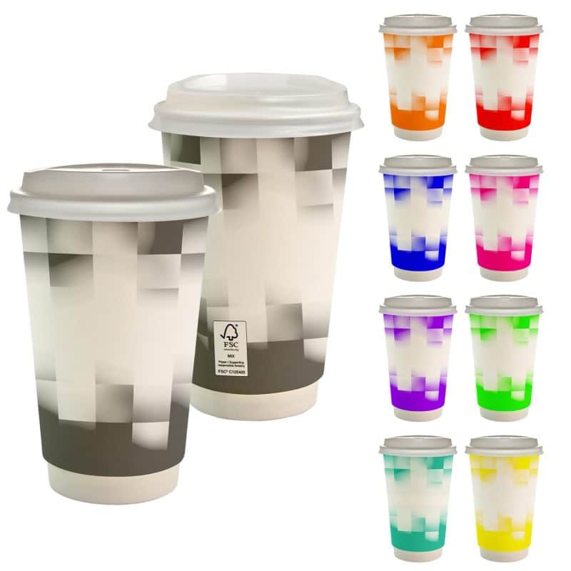 16 oz. Full Color Shaded Checkers Paper Cup With Lid-2