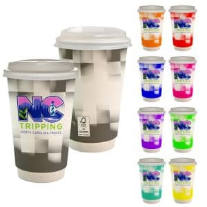 16 oz. Full Color Shaded Checkers Paper Cup With Lid-1