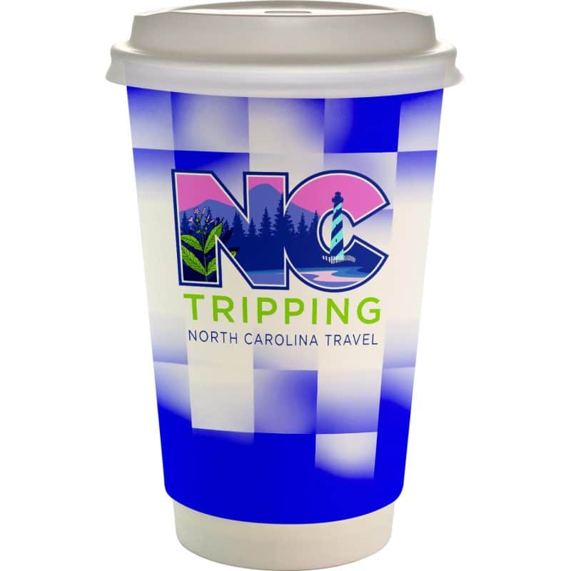 16 oz. Full Color Shaded Checkers Paper Cup With Lid-5