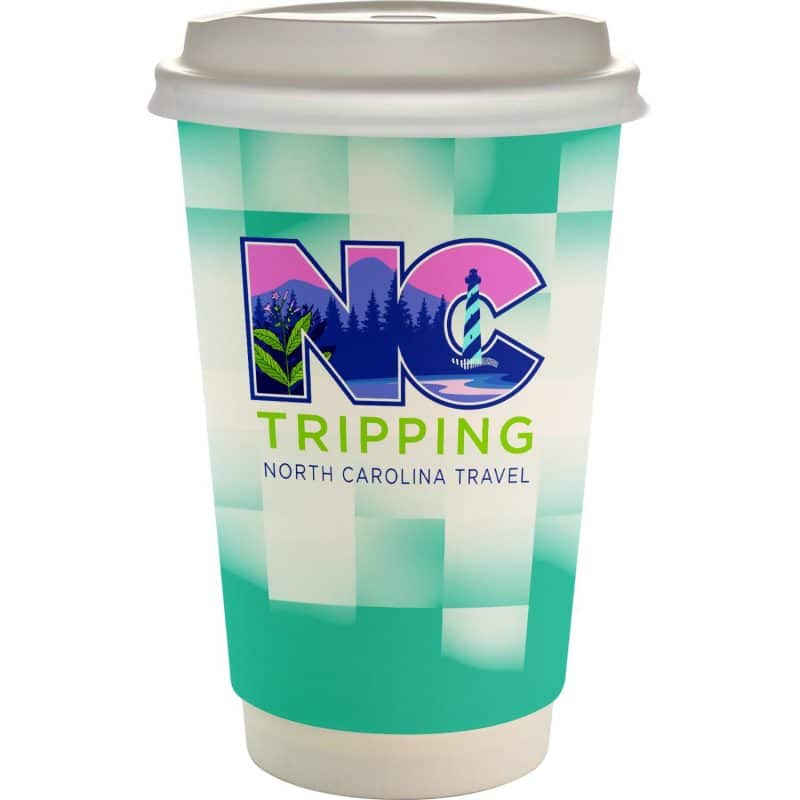 16 oz. Full Color Shaded Checkers Paper Cup With Lid-7