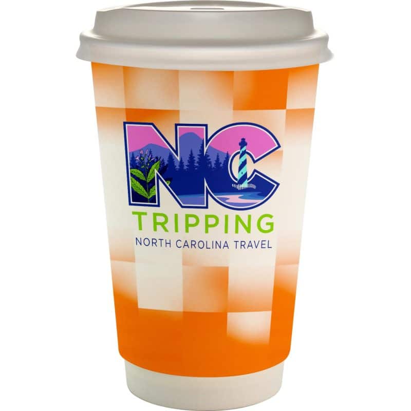 16 oz. Full Color Shaded Checkers Paper Cup With Lid-9