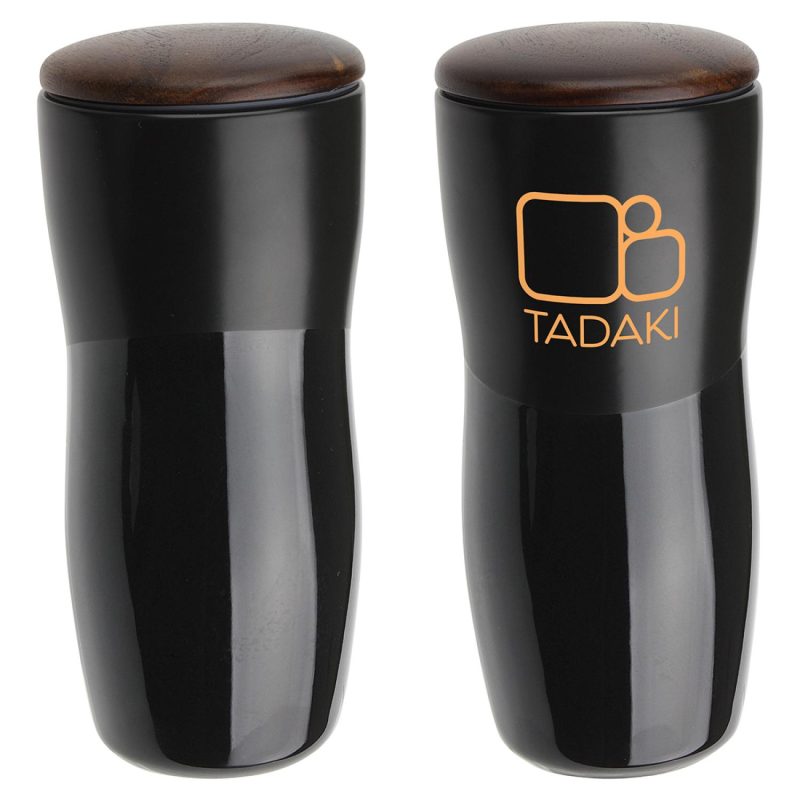 Adriano 12 oz Double-wall Ceramic Tumbler with Wood Lid-3