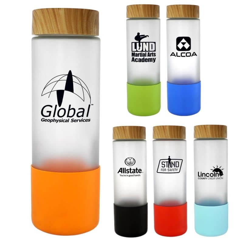 Bamboo Pattern 22 oz. Frosted Glass Bottle-1