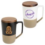 Bellaria 15 oz Ceramic Mug with Wood Lid-1
