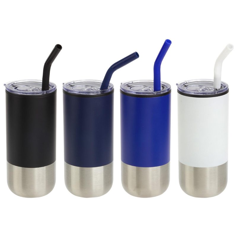 Oxford 16 oz Stainless Steel/Polypropylene Tumbler with Straw-2