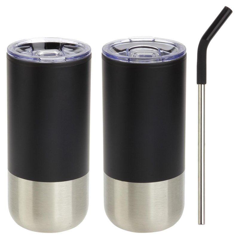 Oxford 16 oz Stainless Steel/Polypropylene Tumbler with Straw-4