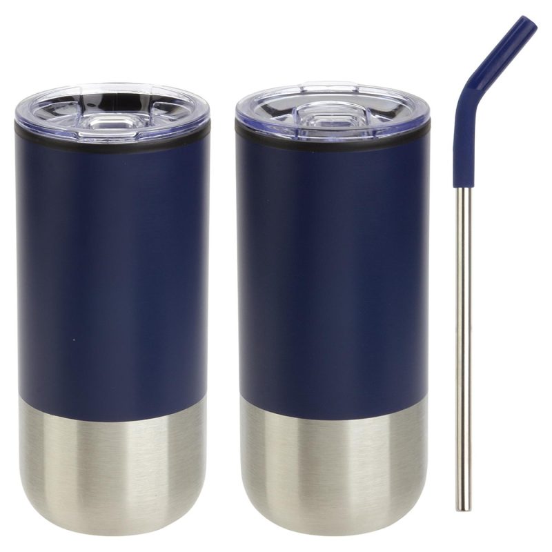Oxford 16 oz Stainless Steel/Polypropylene Tumbler with Straw-6