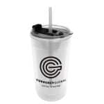 Sentinel - 14 oz. Transparent Tumbler With 2-in-1 Flip and Straw hole lid (Straw included)-3
