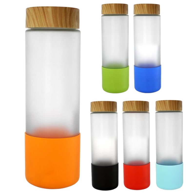Bamboo Pattern 22 oz. Full Color Frosted Glass Bottle-2