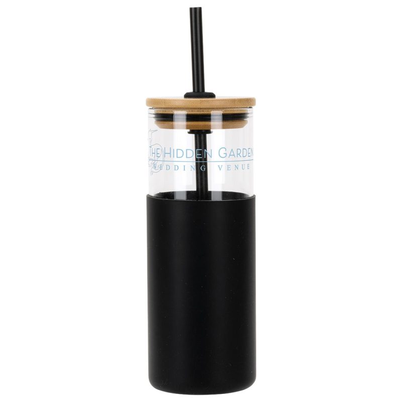 Stirling 18 oz Glass Tumbler with Silicone Sleeve & PP Straw-3