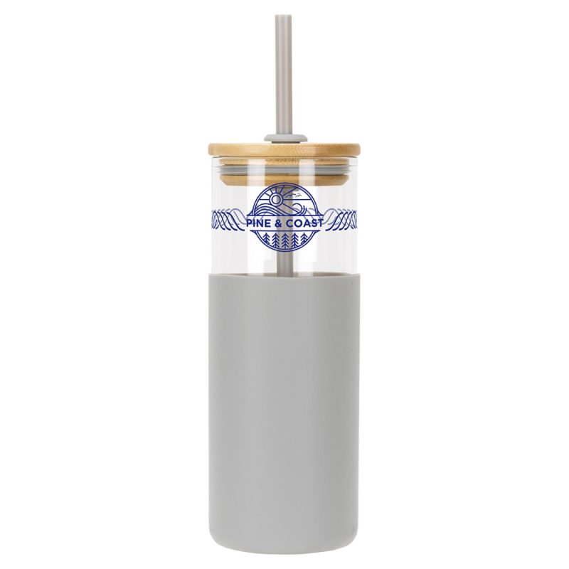 Stirling 18 oz Glass Tumbler with Silicone Sleeve & PP Straw-5