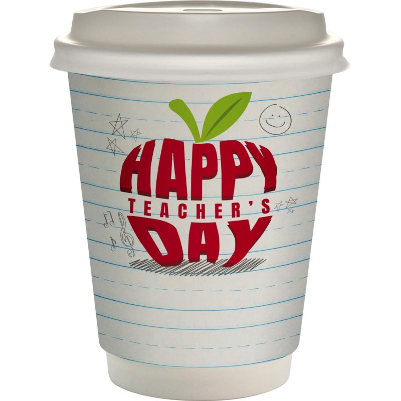 12 oz. Teacher Full Color Paper Cup with Lid-2