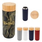 16 Oz. Full Color Stainless Steel Lexington Bottle With Bamboo Lid-1