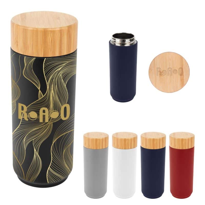 16 Oz. Full Color Stainless Steel Lexington Bottle With Bamboo Lid-1