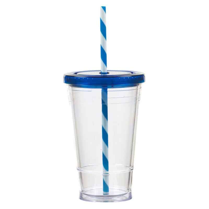 16 oz Slurpy with Colored Lid & Striped Straw Tumbler-2