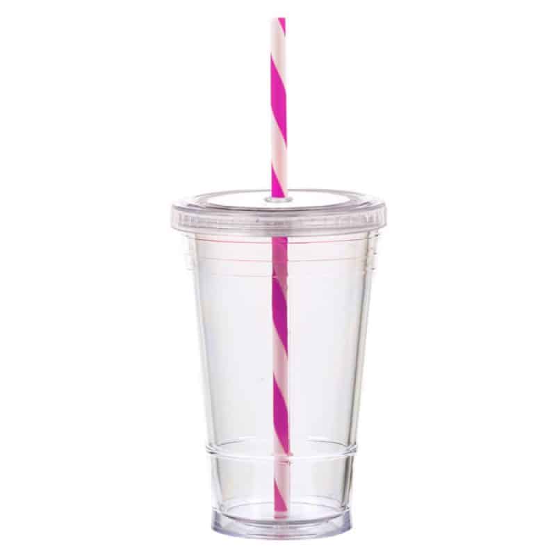 16 oz Slurpy with Colored Lid & Striped Straw Tumbler-3