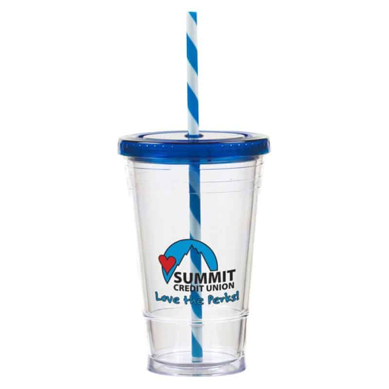 16 oz Slurpy with Colored Lid & Striped Straw Tumbler-1