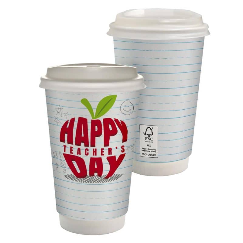 16 oz. Teacher Full Color Paper Cup with Lid-1