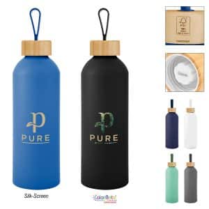 25 Oz. Blaire Recycled Aluminum Bottle With Bamboo Lid And Carry Handle-1