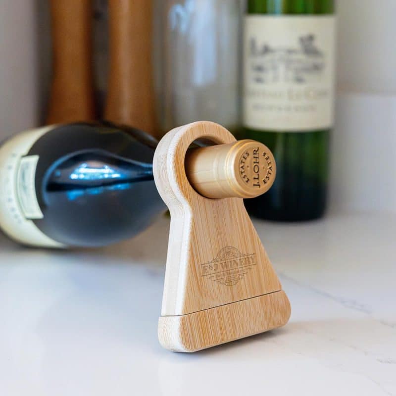 Bamboo Wine Bottle Stand With Corkscrew-4