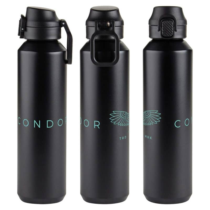 Nexus 27 oz Recycled Aluminum Bottle with Flip-Top Lid and Carabiner-3