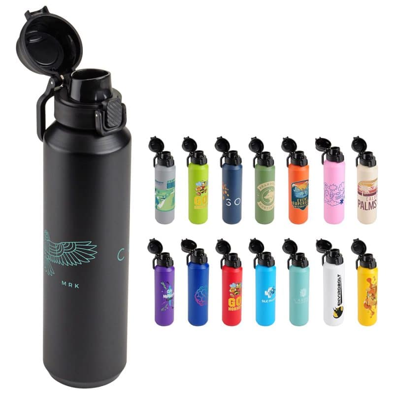 Nexus 27 oz Recycled Aluminum Bottle with Flip-Top Lid and Carabiner-1