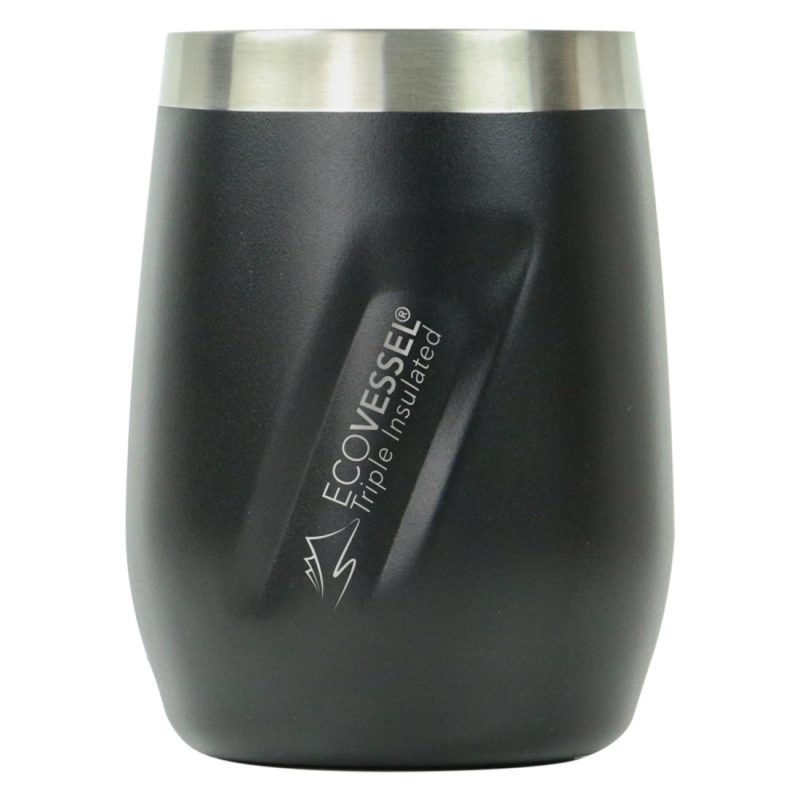 EcoVessel Port 10 Oz Trimax Triple Insulated Wine Cup/Rocks Glass W/Tritan Lid - Black-1