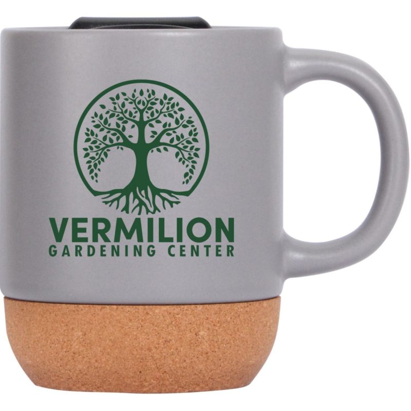 Cork Bottom Ceramic Mug 13 Oz With Lid-1