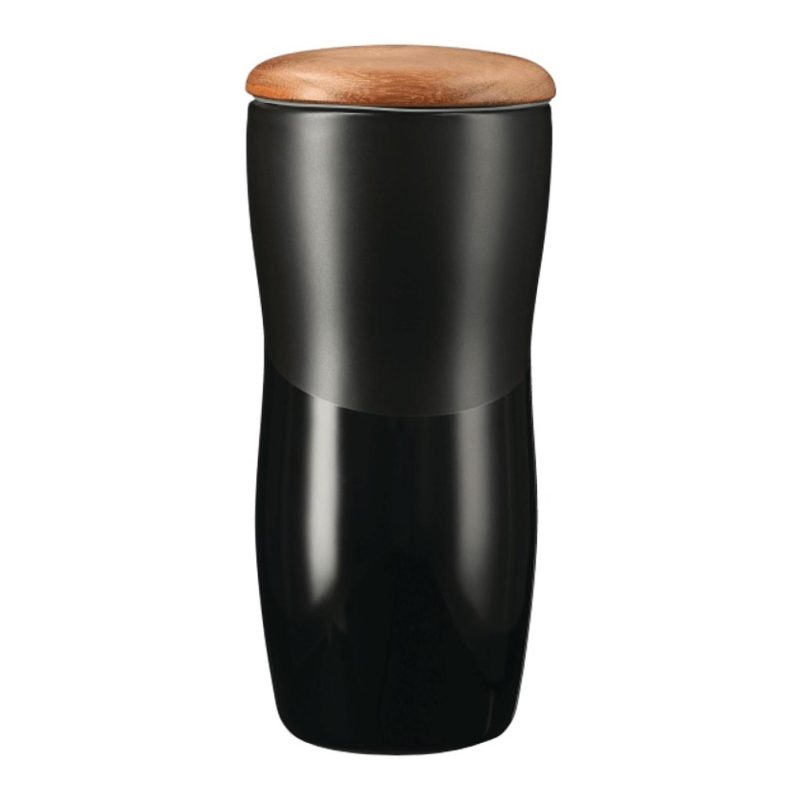 Reno Double Wall Ceramic Tumbler w/Wood Lid 10oz-2