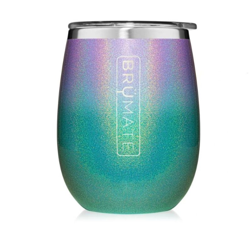 BruMate Stemless Uncork'd 14oz Wine Glass Glitter and Print Colors-1